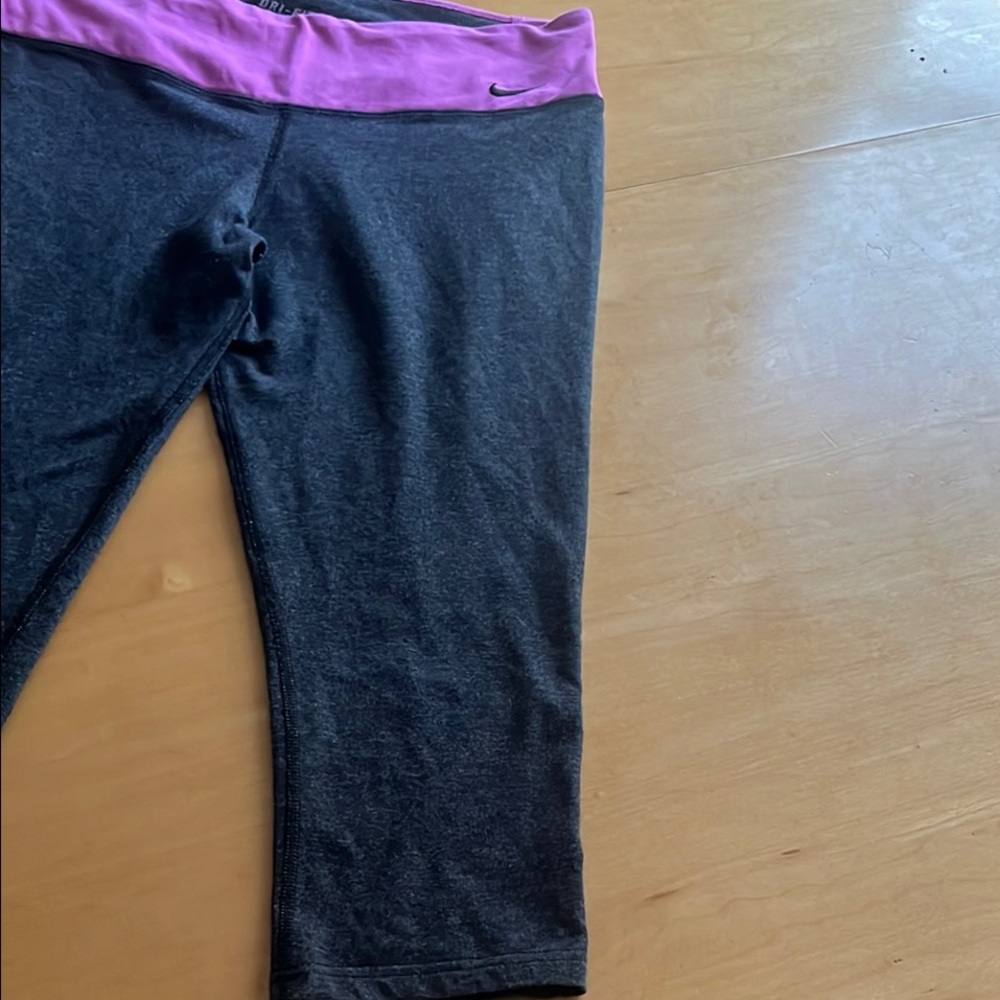 Nike Gray and Pink Capri Leggings